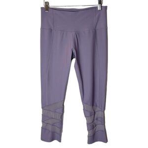 Apana Women's Capri Leggings Size S Light Purple Mesh Crop Athletic Yoga Sport